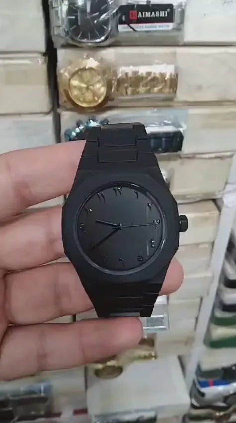 Black Aura Quartz Watch – Stylish Analog Watch for Men & Boys - zamzam perfume