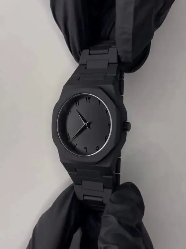 Black Aura Quartz Watch – Stylish Analog Watch for Men & Boys - zamzam perfume