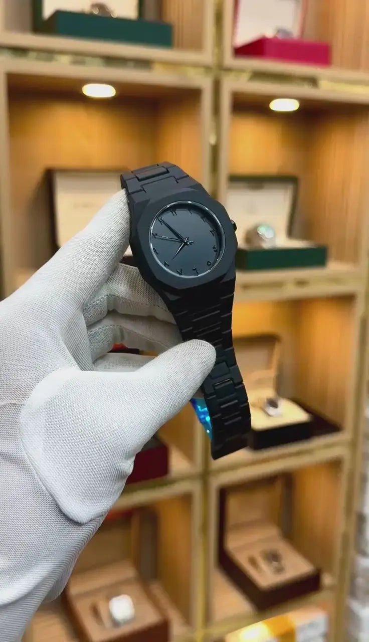 Black Aura Quartz Watch – Stylish Analog Watch for Men & Boys - zamzam perfume