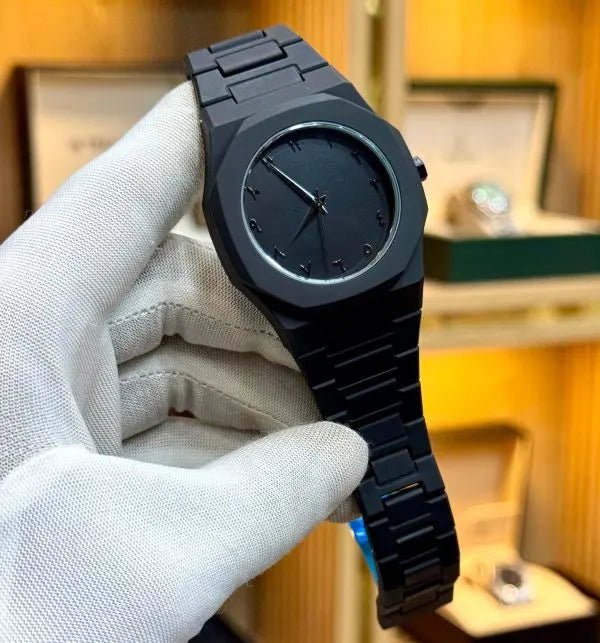 Black Aura Quartz Watch – Stylish Analog Watch for Men & Boys - zamzam perfume