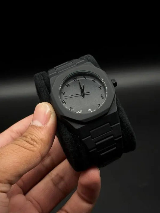 Black Aura Quartz Watch – Stylish Analog Watch for Men & Boys - zamzam perfume